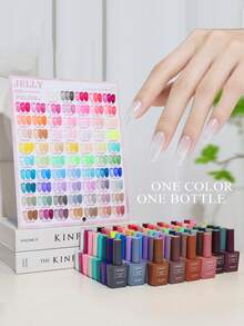 Jelly Gel Polish Set Fall Colors Translucent Ice Jelly Gel Nail Polish For Women All Seasons Red Green Blue Pink Nail Manicure Kit Salon DIY At Home Christmas Gifts For Women Same Color Same Bottle 15ml 0.5floz - 彩色 - 查看 1