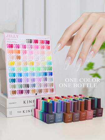 Jelly Gel Polish Set Fall Colors Translucent Ice Jelly Gel Nail Polish For Women All Seasons Red Green Blue Pink Nail Manicure Kit Salon DIY At Home Christmas Gifts For Women Same Color Same Bottle 15ml 0.5floz