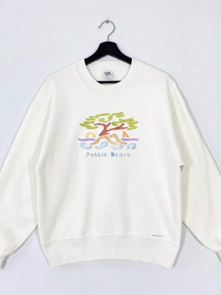 Vintage Pebble Beach Sweatshirt Pebble Beach Crewneck Monterey Sweater (2) - 白色 - 查看 1