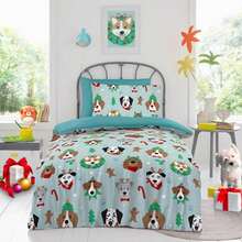 FabFinds Life From Coloroll Kids Christmas Dogs Printed Duvet Set Single - Multicolor - View 1