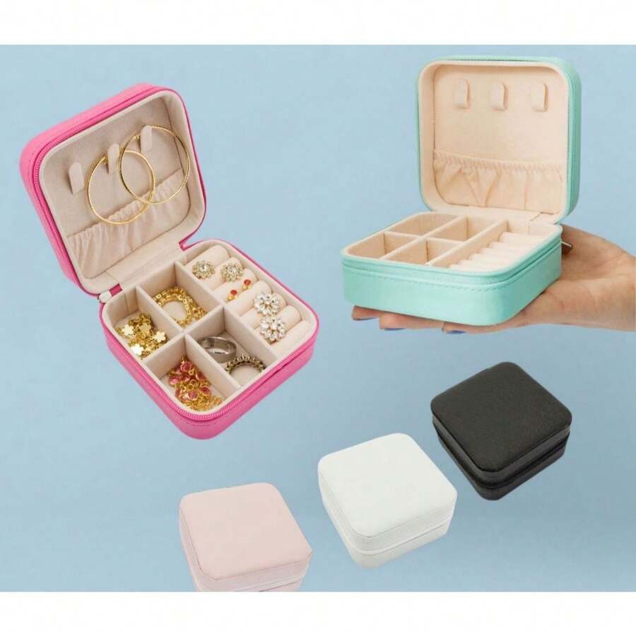 Mini Jewelry Box Portable Multifunctional Toiletry Bag - Black - View 1