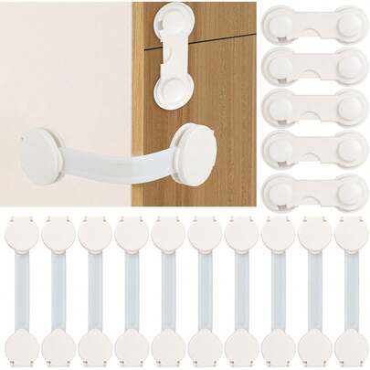 Seguros para Puertas y Cajones Bebé 15 PCS,Puerta de  Bebe Mano Anti-Agarre,Candado para Refrigerador/Muebles/Cajonera,con Adhesivo Extra Fuerte 3M,Material de  ABS+PE
