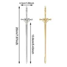 1pc Women New Chinese Style Ancient Sword Hair Clip 20cm 7.87in Decorative Hair Accessory For Girls Women Hair Clips Accessories - 銀色 - 查看 4