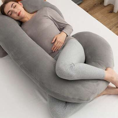 1 chiếc gối bà bầu hình chữ C siêu mềm, gối hỗ trợ thắt lưng cho phụ nữ mang thai khi nằm nghiêng