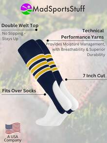 Estribos de Béisbol Patrón B 3 Rayas - Azul marino/dorado/blanco - Ver 3