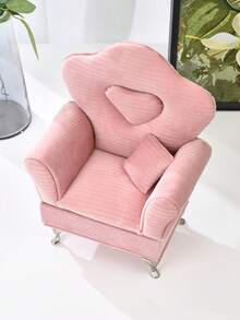 1 Pc Adorable Mini Plush Sofa Shaped Storage Box, Heart Design Gift Box For Women, Suitable For Jewelry, Cosmetics, Electronics Accessories And Jewelry Display - Hot Pink - View 23