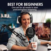 Sound Card For Live Streaming,Podcast Equipment Bundle For 2, The Ultimate Christmas Gift For Aspiring Podcasters | All-In-One Podcast Equipment Kit,Audio Interface With Voice Changer Condenser Microphones For Gamer, All-In-One Audio Mixer Perfect For Live Streaming, Singing, Gaming - Đen-2 - Xem 7