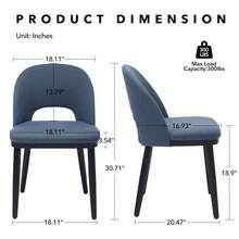 Upholstered Dining Chairs, Set Of 2, Modern Kitchen Chairs Made Of Fabric With Thick Cushions And Wooden Legs, Comfortable Dining Chairs With Curved Backrest For Restaurant/Cafe - Màu xanh lam - Xem 2