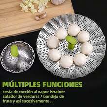 Vaporera Cesta Plegable Verduras Al Vapor Acero Inoxidable - Plateado - Ver 5