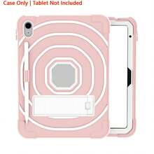 1 Stück kompatible iPad 10/10,9 Zoll Schutzhülle, iPad 11/2025 Tablet Schutzhülle, iPad A16 stoßfeste Schutzhülle, universelle Tablet Schutzhülle, kompatibel mit iPad 10,2 Zoll (7./8./9. Generation), A9 Plus 11 Zoll (X210/X216/X218 A9+/A11+), mit Ständer, dreischichtige stoßfeste Silikon-PC-Schutzhülle mit Vollabdeckung, mit Stiftfach, Hand-/Schulterriemen - Pink - Übersicht 9