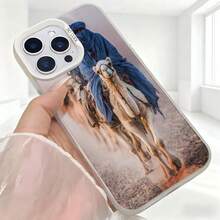Cubierta de telefono con borde de metal para iPhone 14 Pro Max color gris con estampado de camello en el desierto y texto SO COOL adecuada para uso diario y estilo casual - Negro - Ver 5