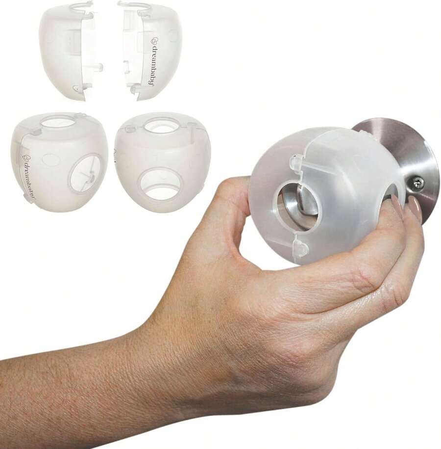 Dreambaby Cubiertas de  para perillas de puerta, anti-niños, 3 piezas, plástico, transparente. - Transparente traslúcido - Ver 1