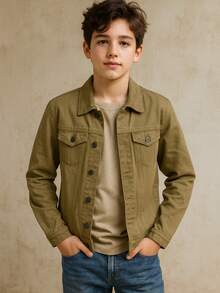 Youth Twill Jacket – Perfect For Growing With Children From Ages 10 To 16 - Beige - View 1