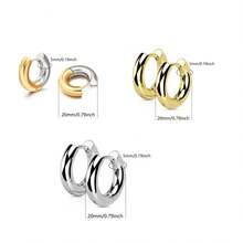 5毫米厚不锈钢圆形铰链耳环,男女通用,简约嘻哈摇滚朋克风时尚饰品,粗犷耳环 - 彩色 - 查看 17