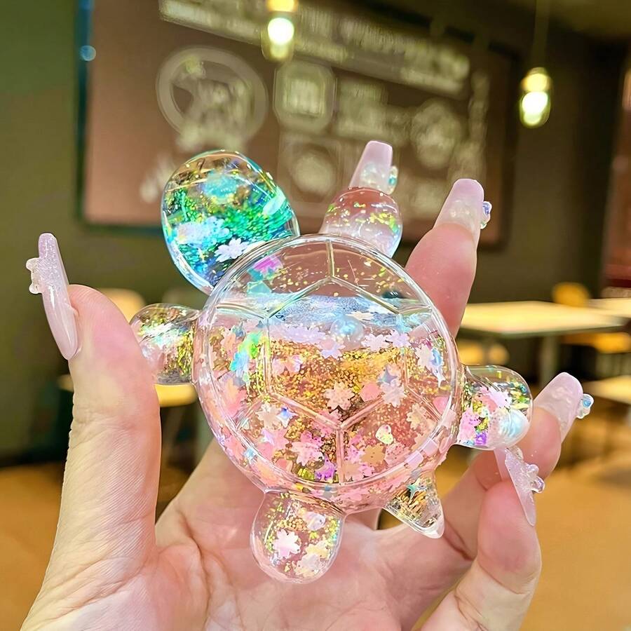 Lumină de noapte cu flux de nisip, mică țestoasă, împerechere cu bestie uriașă, simulare drăguță, păpușă animală, set de jucării (stil aleatoriu)