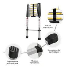 Escalera Telescópica de 5m con Pies Antideslizantes, Escalera Compacta Multiusos de Acero Inoxidable, Escalera Plegable para Hogar, RV, Techo, ático, Acceso al ático,Escalera Ahorradora de Espacio,Escalera Ligera,Escalera Ajustable,Escalera Multiusos,Propietarios de viviendas,Entusiastas del - Plateado - Ver 5