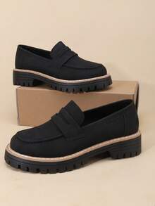 2025 新款时尚舒适一脚蹬经典休闲女式乐福鞋 - 黑色 - 查看 6