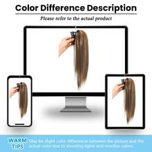 Peluca con coleta de cabello sintético corto y liso de 16 pulgadas con pinza, peluca con coleta para mujeres, extensión de cabello negro y marrón - Multicolor - Ver 7