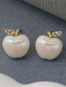 2 件装简约个性可爱俏皮兔子仿珍珠耳钉（女款） - 蘋果 - 查看 2