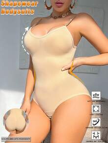 1pc High Elasticity Knitted Fabric Shapewear, Sculpting Hips & Waist For Women - Khaki - View 5
