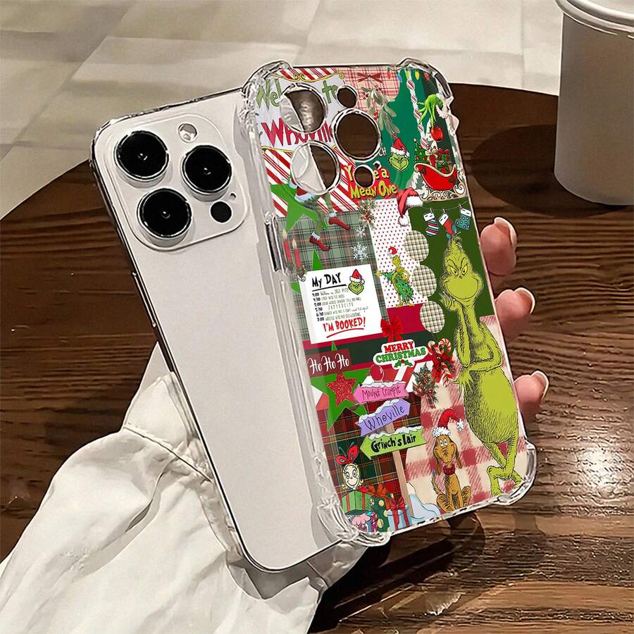 Funda transparente para teléfono con diseño navideño del , resistente a caídas y con esquinas reforzadas. Compatible con teléfonos , 17, 16 Pro Max, 15 Pro Max, 13 y 12. Fabricada en TPU para una protección eficaz contra golpes y caídas. Un regalo perfecto para familiares, amigos, seres queridos, parejas y como obsequio navideño. - transparente - Ver 1
