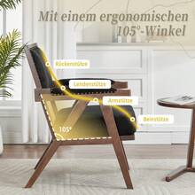 Sillón vintage de diseño años 50, con estructura de madera, reposabrazos y asiento tapizado. Estilo retro ideal para salón, dormitorio u oficina. - Negro - Ver 4