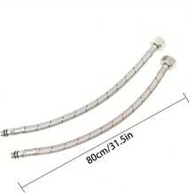 Un juego de 2 piezas de tubería de suministro de agua trenzada de acero inoxidable 304, manguera de entrada de agua G1/2, utilizada como tubería de cabezal único caliente y frío para fregaderos de cocina y baño, con conectores flexibles a prueba de explosiones.