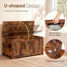 Flip-Top Toy Box Storage Chest With 2 Safty Hinges Bed End Rustic Brown - 1 - 查看 3