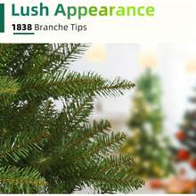 6FT Unlit Tree Green, Artificial Tree With 1430 PVC Branch Tips, Realistic Full Shape, Foldable Metal Stand Indoor Home, Office & Holiday Decor, Evergreen Design - Green - View 10