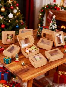 12/6pcs Soap Boxes For Homemade Packaging, Small Kraft Paper Snack Boxes With Window Display, For Candy, Bread, Soap Making, 3.7 X 2.6 X 1.4 Inches (Brown)