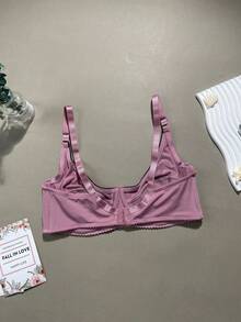 3pcs/Set Solid Color Casual - Comfortable Minimalist Casual - Sports Knit Fabric Bow Front Plus Size Bras - Multicolor - View 8