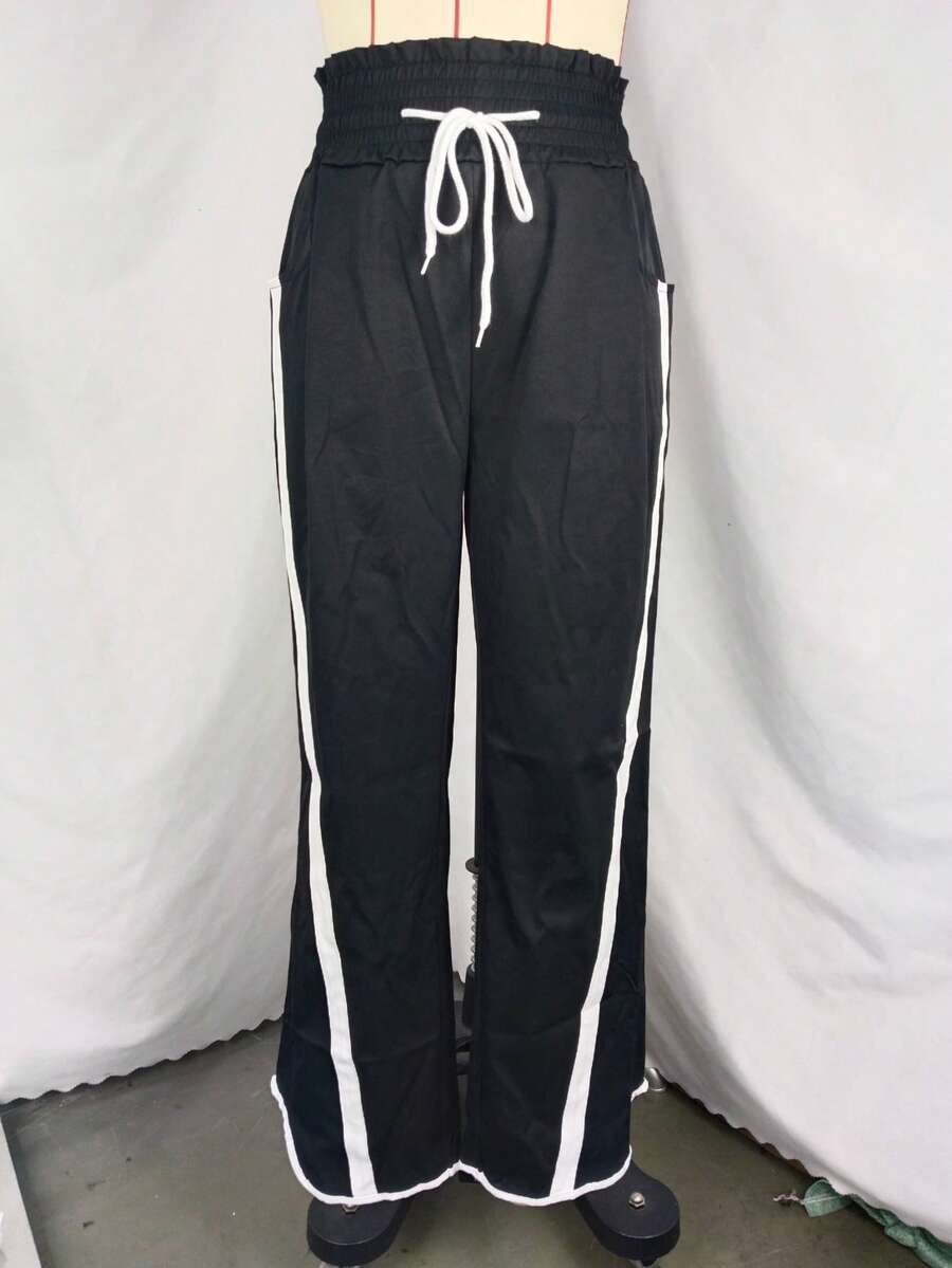 Women's Casual Loose Drawstring Bucket Pants, Loose Color-Block Exercise Pants For Women, Y2K Sport Pants