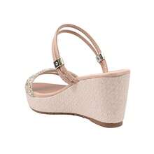Women's Ankle Strap Wedge Sandal With Rhinestone Straps – Comfort And Elegance. Sizes 33 To 43. - Gold - View 4
