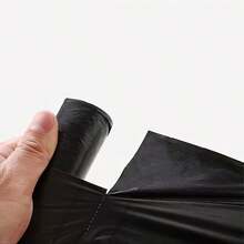 100pcs Black Garbage Bags, Made Of Durable PE Material, With Handles And Tear Lines.