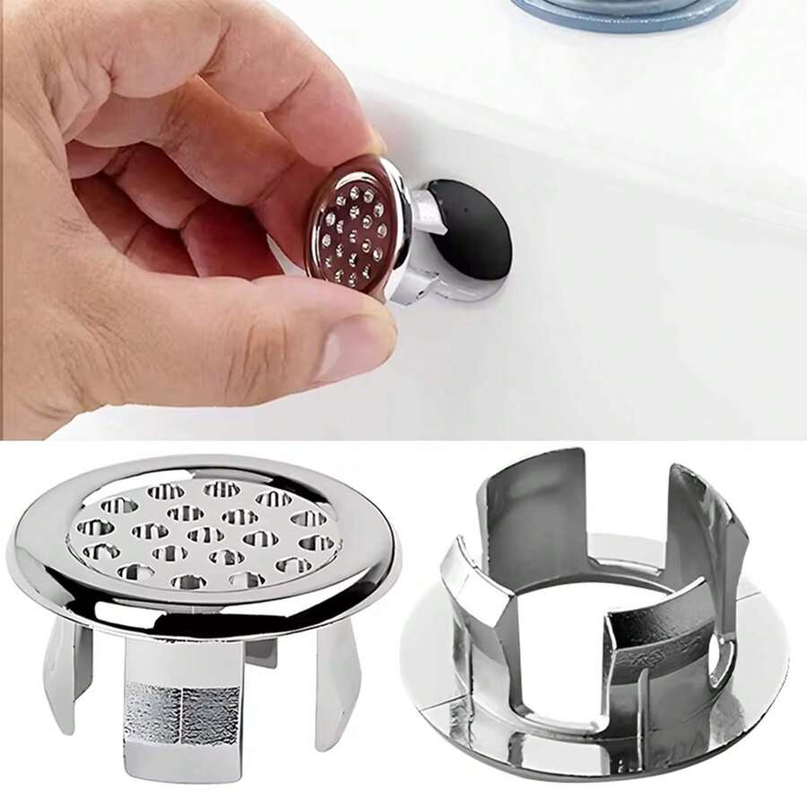 10pcs Stainless Steel Sink Overflow Cover, Decorative Sink Drain Cover With Knob, Leak-Proof And Easy To Install Bathroom And Kitchen Sink Overflow Plug, Modern Sink Accessories Bathroom Accessories Bathroom Tools - Multicolor - View 1