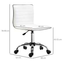 HOMCOM Armless Office Chair, Height Adjustable 78-90, Cosmetic Chair With Backrest, Up To 120 Kg, Leather, White (Available On Site) - 1 - View 8