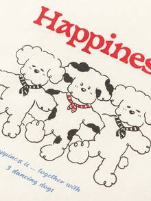 Balabala 2pcs/Set Tween Girls' Spring New Cotton Letter & Cartoon Dog Print Raglan Sleeve Top And Plaid Pants Pajama Set - Red Hue - View 6