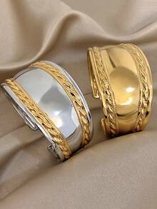 1 Pc Vintage Chunky Cuff Bracelets For Women Stylish Stainless Steel Bracelet Daily Party Jewelry Christmas Gifts - D997557B-001 - View 1