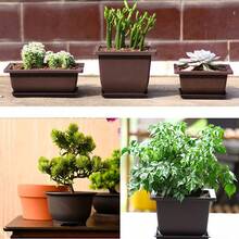 1 Set Square & Rectangular Faux Zisha Flower Pots, Bonsai Pots, Small Planter Pots, Succulent Pots