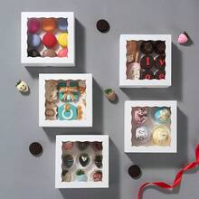 10/20个装带透明窗口的烘焙外卖盒 - 耐用的馅饼和糕点盒，适用于巧克力草莓、情人节礼物 - 彩色 - 查看 3