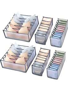 1件/3件套内衣收纳盒、袜子整理盒、文胸内裤抽屉分隔格、衣柜整理盒、家居必备3件套 - 彩色 - 查看 6