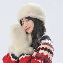 Furry Gloves Winter Korean Version Cute Versatile Plush Warm Gloves Solid Color Mink Fur Mittens - 橘色 - 查看 1