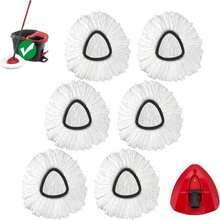 Spin Mop Replacement Head For O-Ceda EasyWring 1-Tank System, Mop Refills, Include 6 Cedar Mop Replace Heads, 1 Extra Mop Replacement Base, Microfiber, Easy To Replace - 白色 - 查看 1