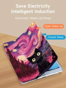 Ốp bảo vệ máy tính bảng họa tiết Mèo Đen trong tranh Đêm Sao của Van Gogh, tương thích với iPad 9.7/10.2/10.5/10.9/12.9/Pro 11 (thế hệ thứ 10), Galaxy Tab S6 Lite 10.4 inch, Kindle Paperwhite thế hệ thứ 12 (2024), Kindle thế hệ thứ 11 (2022), mềm mại, chống sốc, chân đế thông minh/chức năng tự động bật/tắt màn hình. - Nhiều màu - Xem 5