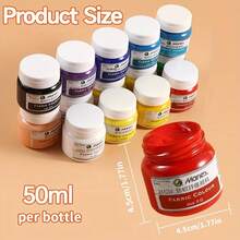 2 Bottle Marie's Fabric Paint, 50ml/1.7fl. Oz - Vibrant Colors Available For Clothes Permanent, Professional Textile Pigments Kit For Artists & Crafters, Ideal Gifts Art Tools For T-Shirts, Shoes, Jeans, Canvas Bags, DIY Projects In Christmas, New Year - 2pcs - View 3