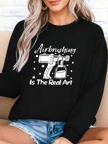 Funny Art Painter Airbrush Real Art Drawing Artist Hoodless Sweahoodless Sweathoodless Sweatshirt - màu đen - Xem 3