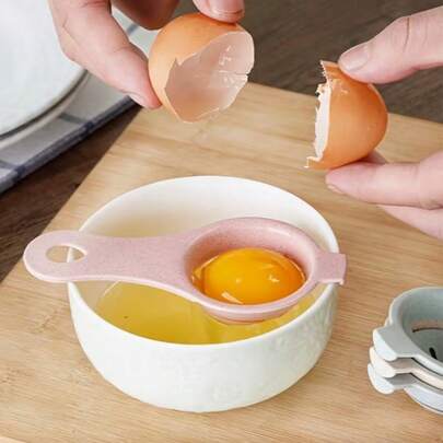 1pc Egg Yolk & White Separator - Pastel Pink/Green/Beige Baking Aid With Easy-Clean Plastic Remover, Hygienic Egg Separator Cup-Like Design For Meringues, Omelets, Cakes (No Mess, Durable Kitchen Gadget)