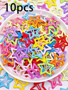10件/30件/50件装彩色多巴胺色、星形、闪亮五角星、简约发夹和各种颜色的日常发饰套装，包括发爪夹、发卡、发夹、头饰等。 - 彩色 - 查看 8