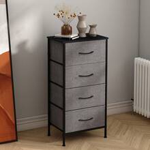Modern 4-Drawer Fabric Dresser With Wooden Top & Metal Frame - Large Storage Capacity For Bedroom Or Living Room Kids Room Nursery - Dark Grey - View 6