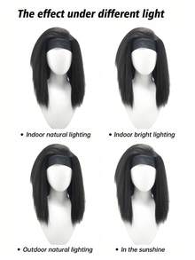 Designed To Capture The Essence Of Edgy Urban Chic, This Black Wig With A Sleek Headband Is Perfect For Embodying Bold And Stylish Roles At Streetwear Events, Casual Outings, Or Any Occasion Where You Want To Embrace A Confident And Eye-Catching Look That Stands Out - Black - View 8